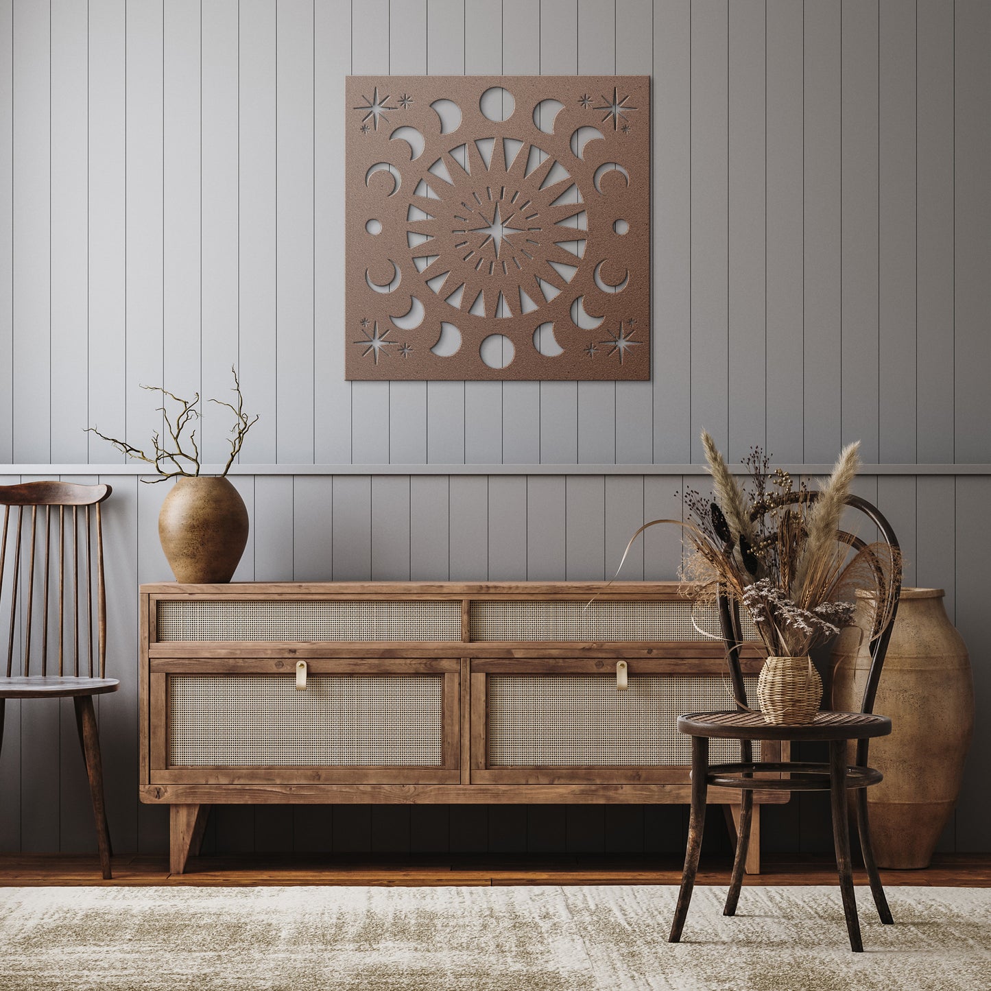 Sun, Moon and Stars Metal Wall Art