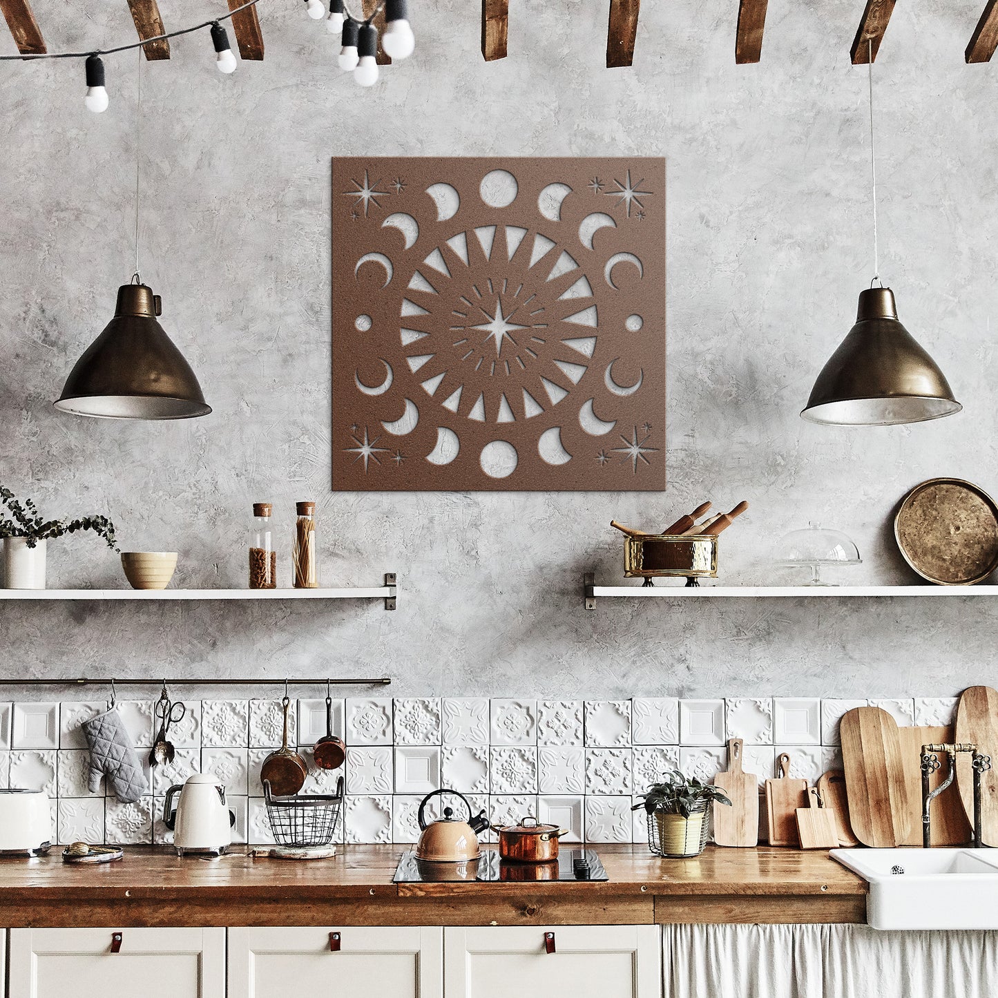 Sun, Moon and Stars Metal Wall Art