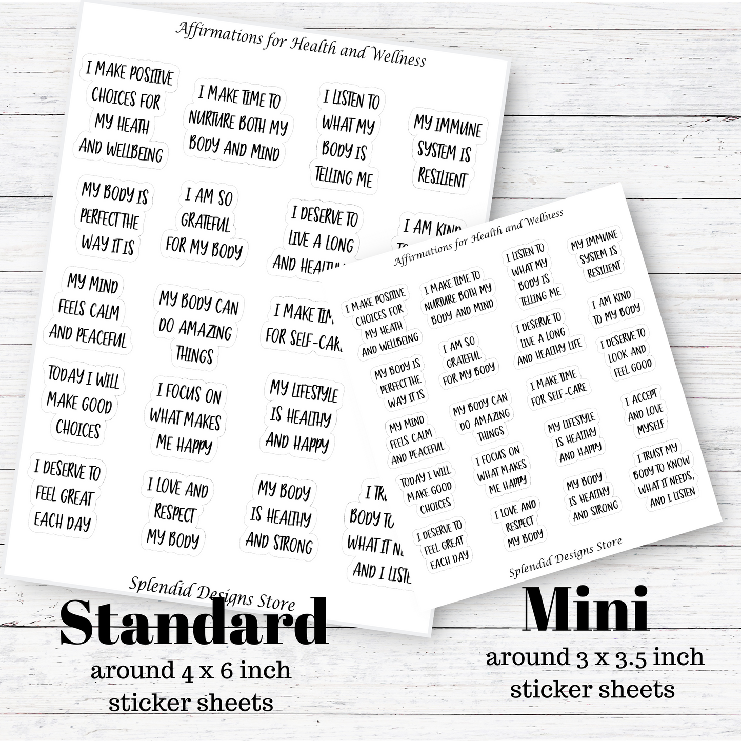 Positive Affirmations for Health and Wellness, Positive Affirmation Stickers