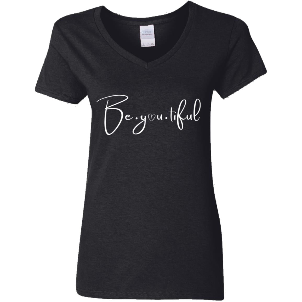 Beyoutiful V-Neck T-Shirt - black - white lettering