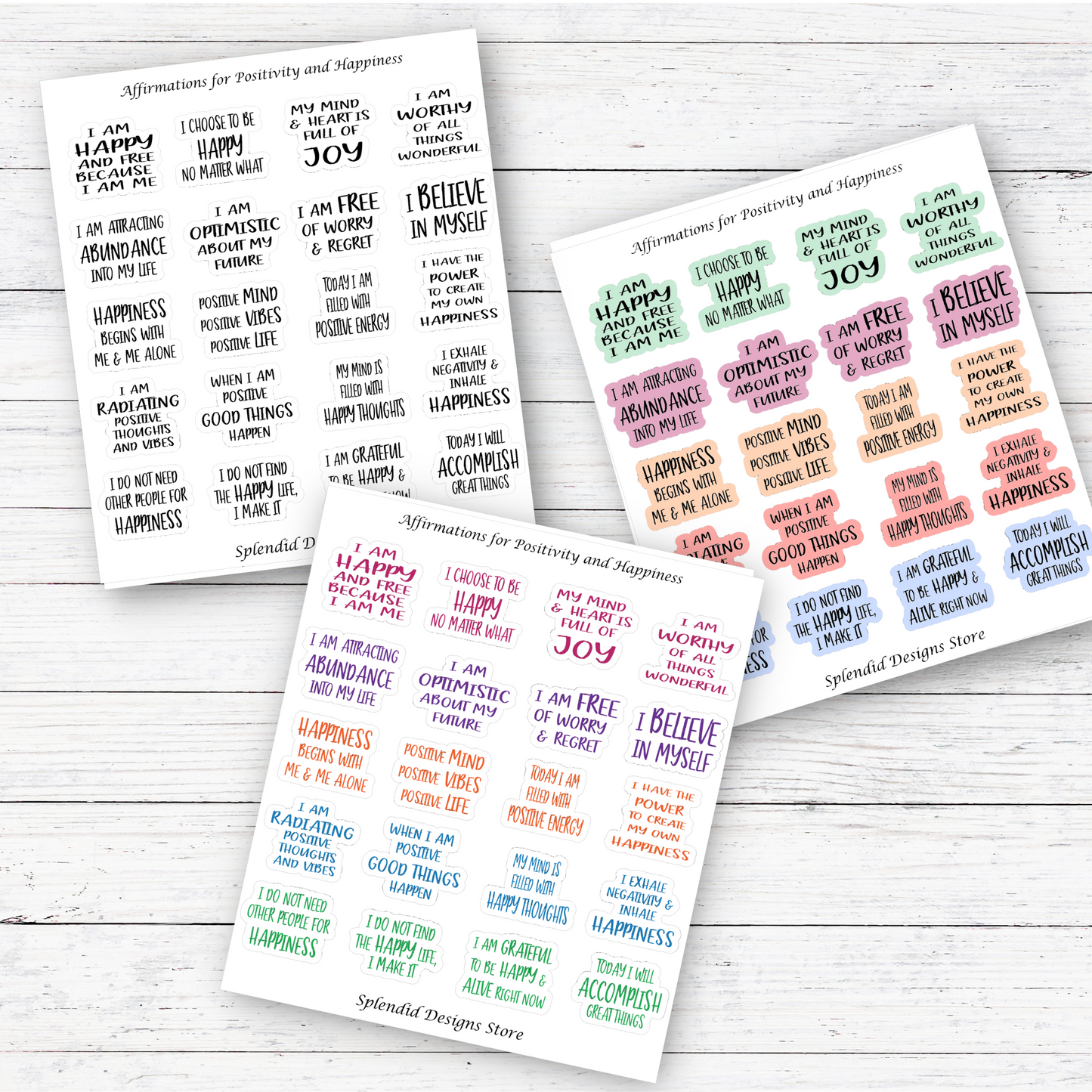 affirmations for happiness sticker sheet