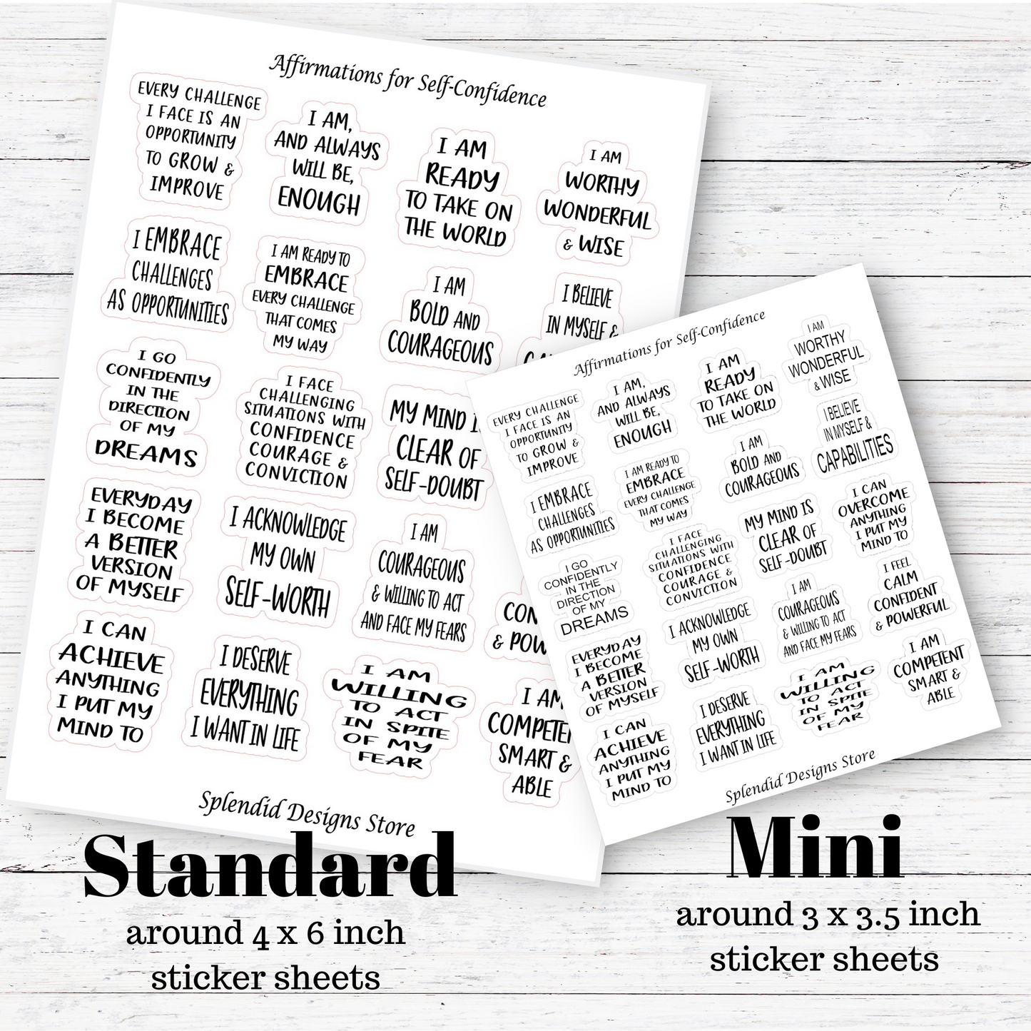affirmations for self-confidence sticker sheet