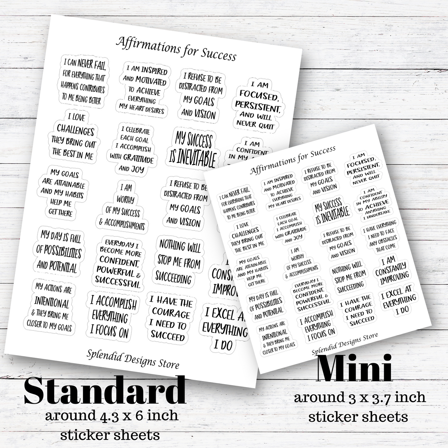 affirmations for success sticker sheet