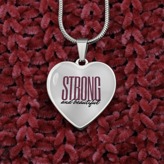 Strong and Beautiful Heart Pendant Necklace - silver