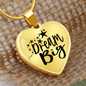 heart shaped pendant necklace with quote dream big, gold