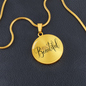Hello Beautiful Circle Pendant Necklace - gold