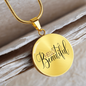 Hello Beautiful Circle Pendant Necklace - gold