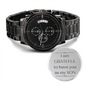 Black Chronograph Watch Engraved with I Am Grateful to Have You As My Son