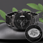 Water resistant and scratch proof Black Chronograph Watch with a three-dial face and calendar function. Dream Big engraved on the back.