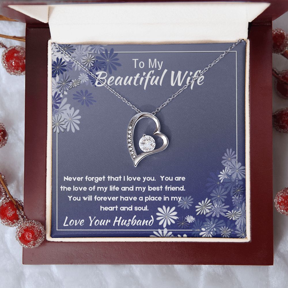 Love Heart Necklace, Gift for Wife