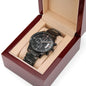I am grateful to have you as my dad engraved Black Chronograph Watch