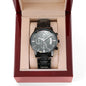 Black Chronograph Watch Engraved with I Am Grateful to Have You As My Son