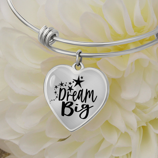 Dream Big Heart Pendant Bangle Bracelet