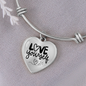 Love Yourself Heart Pendant Bangle Bracelet