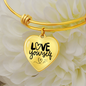 Love Yourself Heart Pendant Bangle Bracelet
