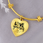 Love Yourself Heart Pendant Bangle Bracelet