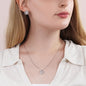 Gift for Soulmate, 14k White Gold Over Stainless Steel Necklace and Earring Set with Cubic Zirconias