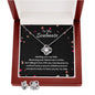 Gift for Soulmate, 14k White Gold Over Stainless Steel Necklace and Earring Set with Cubic Zirconias