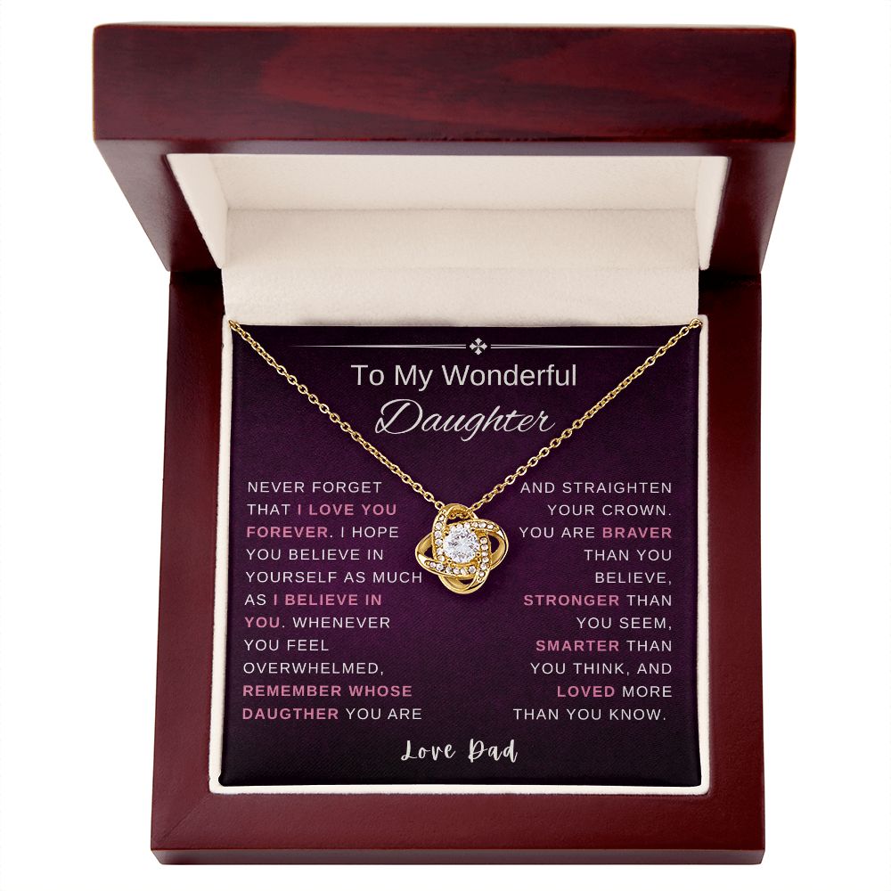 Gift for Daughter from Dad | Mother's Day Gift for Daughter | You Are Brave, Strong, Smart, and Loved | Gold Finish Cubic Zirconia Neckalce