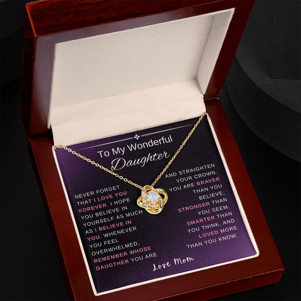 Gift for Daughter from Mom | Mother's Day Gift for Daughter | You Are Brave, Strong, Smart, and Loved | Gold Finish Cubic Zirconia Neckalce