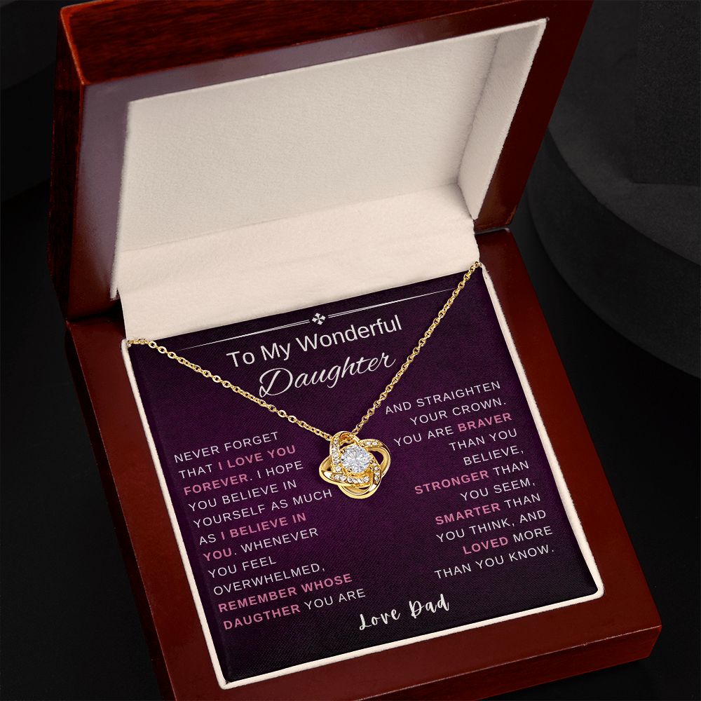 Gift for Daughter from Dad | Mother's Day Gift for Daughter | You Are Brave, Strong, Smart, and Loved | Gold Finish Cubic Zirconia Neckalce