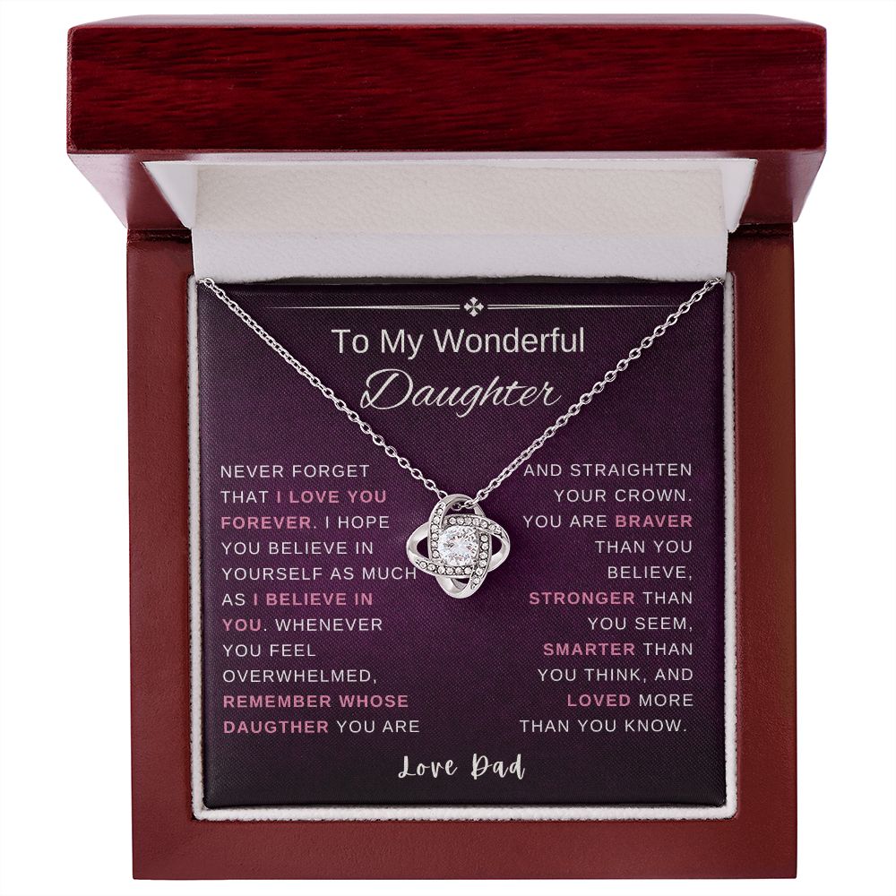 Gift for Daughter from Dad | Mother's Day Gift for Daughter | You Are Brave, Strong, Smart, and Loved | Gold Finish Cubic Zirconia Neckalce