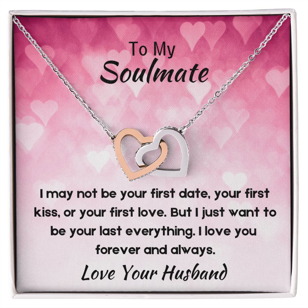 To My Soulmate Interlocking Heart Necklace, Gift for Wife