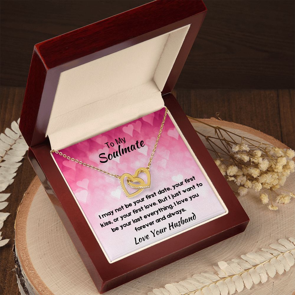 To My Soulmate Interlocking Heart Necklace, Gift for Wife