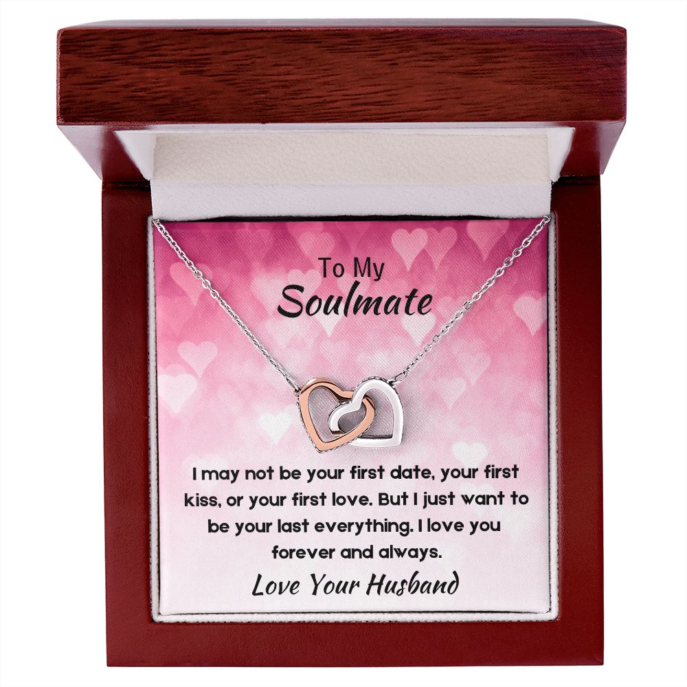 To My Soulmate Interlocking Heart Necklace, Gift for Wife