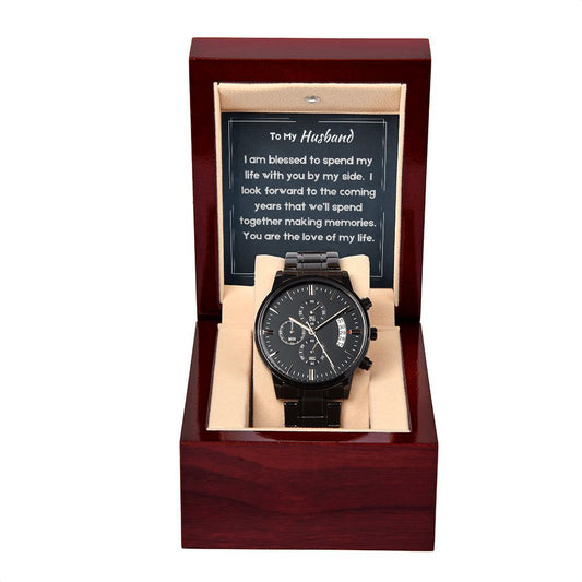 To My Husband, Black Chronograph Watch