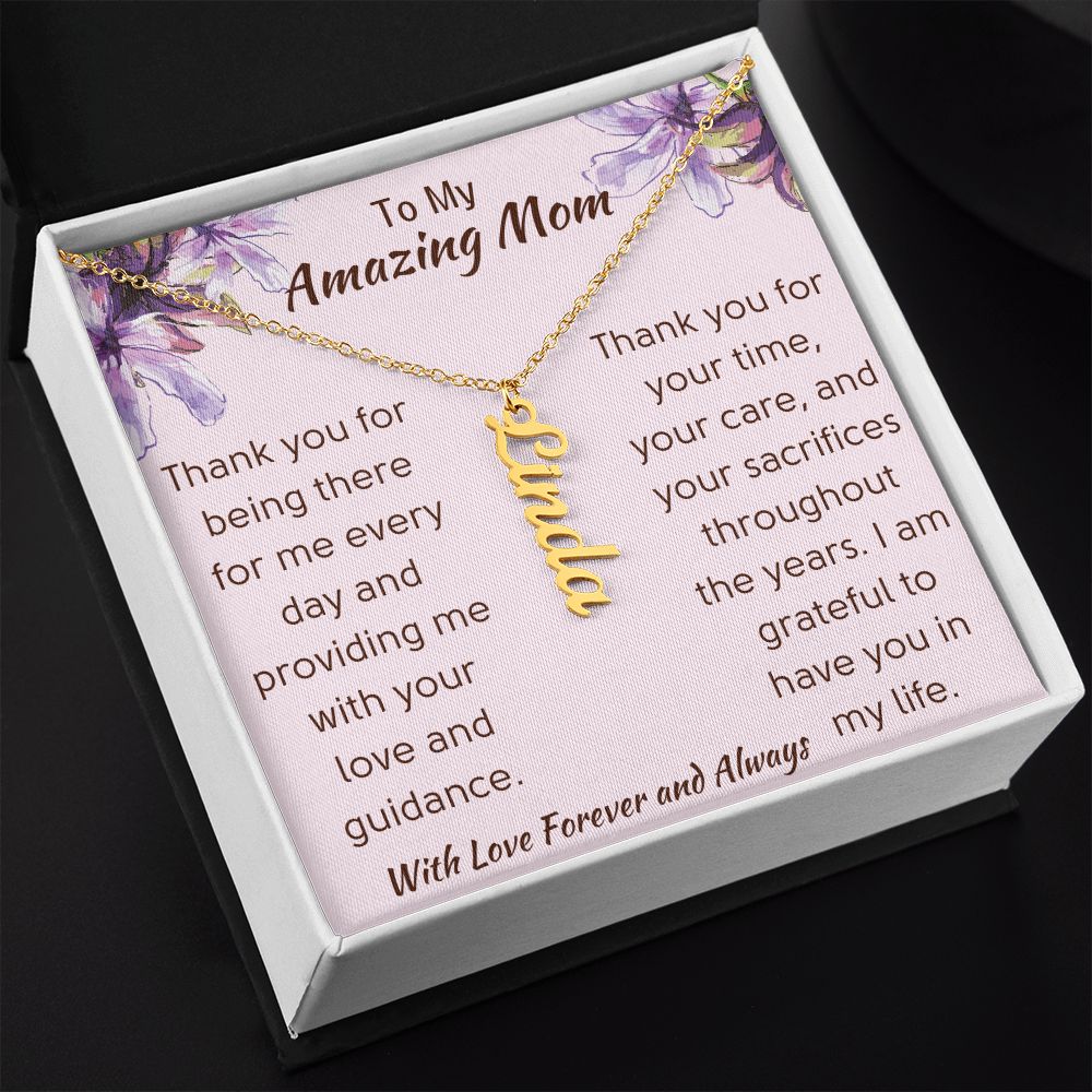 Personalized Name Necklace | Gift for Mom | Mother's Day Gift | Vertical Custom Name Necklace | 18K Gold Finish or Stainless Steel Necklace