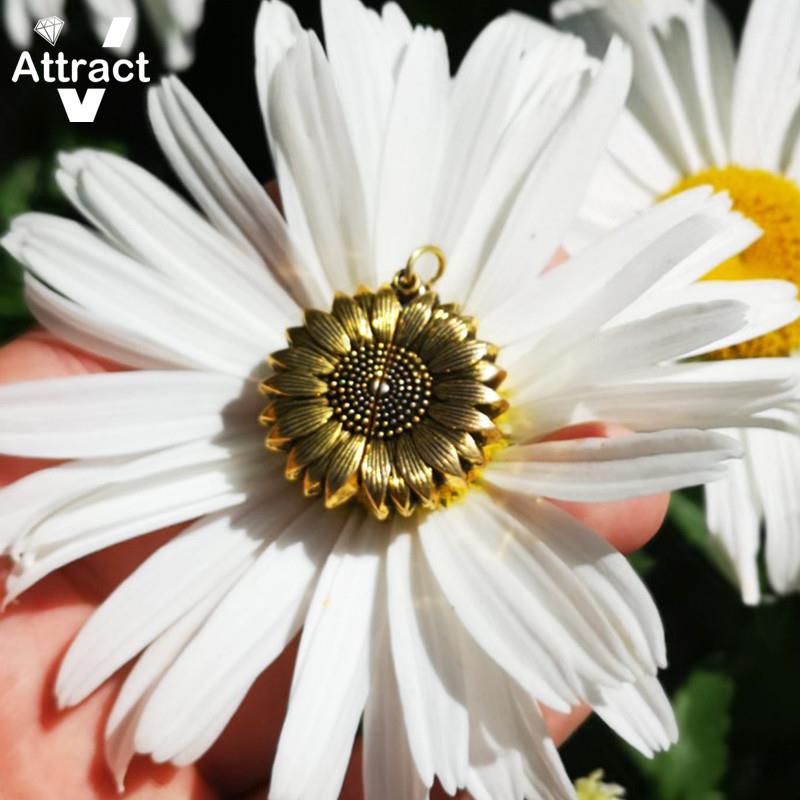 You Are My Sunshine Open Locket Sunflower Pendant Necklace