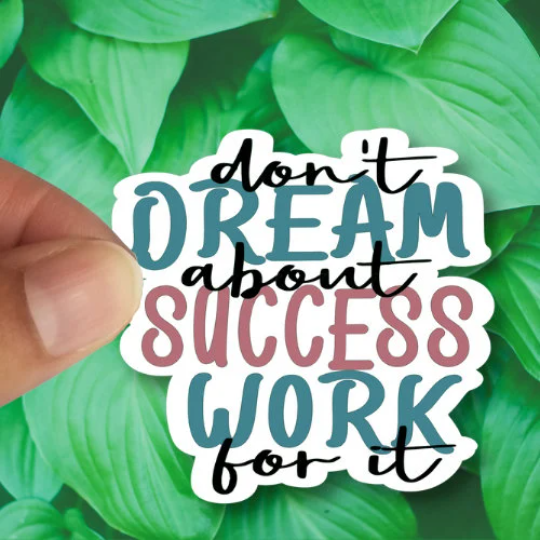 don't dream about success work for it sticker
