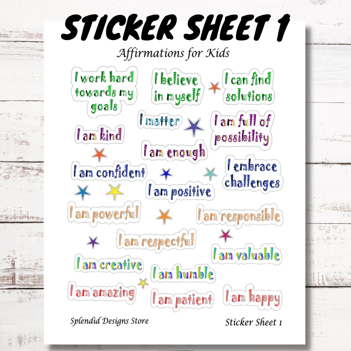 Affirmations for Kids | Afirmation Stickers for Kids | Motivational Stickers for Kids