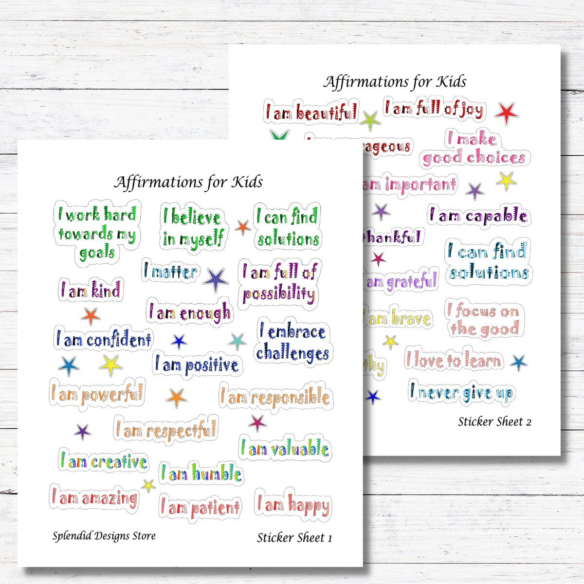 Affirmations for Kids | Afirmation Stickers for Kids | Motivational Stickers for Kids