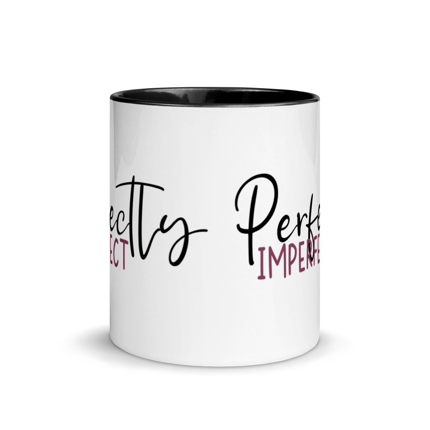 Perfectly imperfect mug with black interior and handle