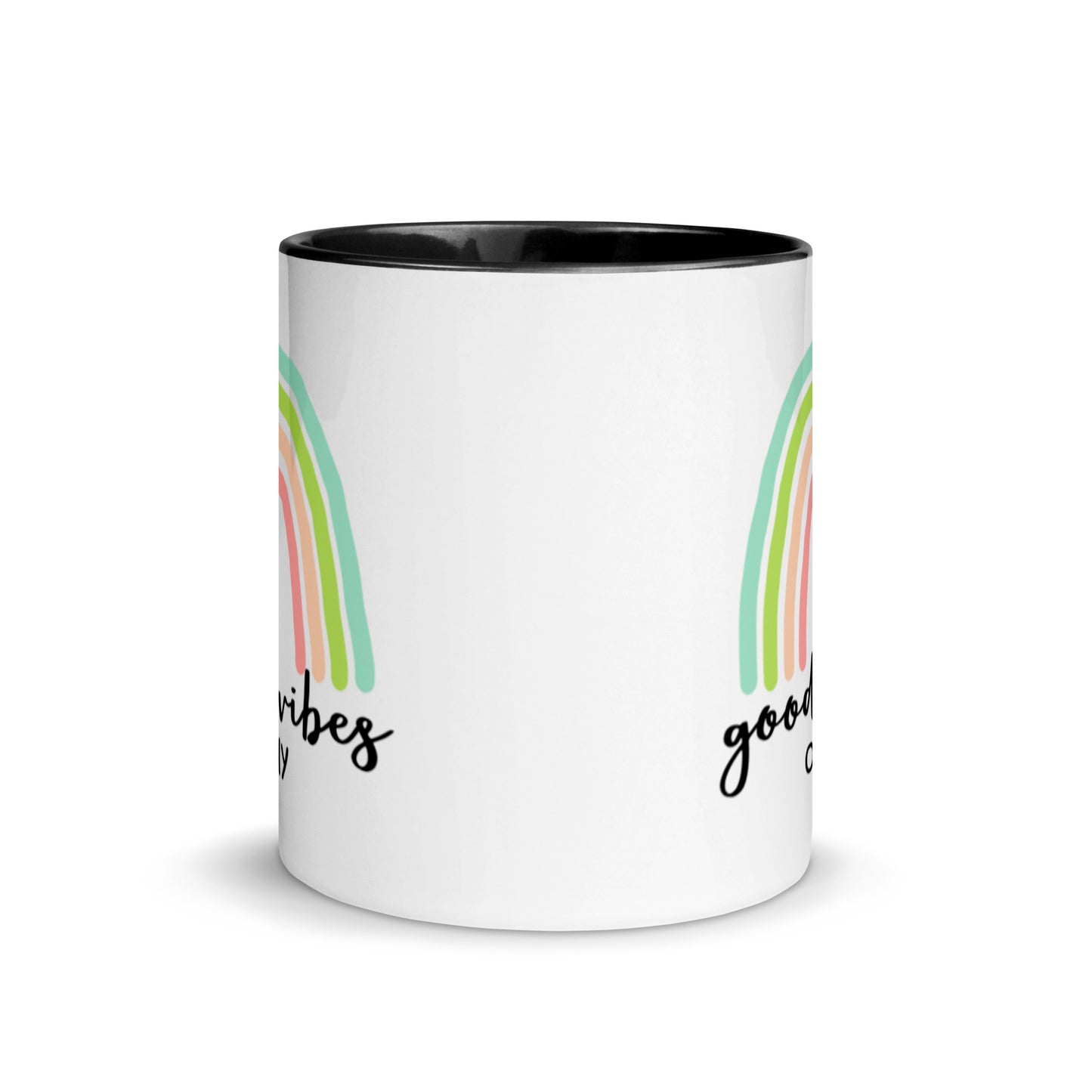 good vibes only rainbow mug - black interior