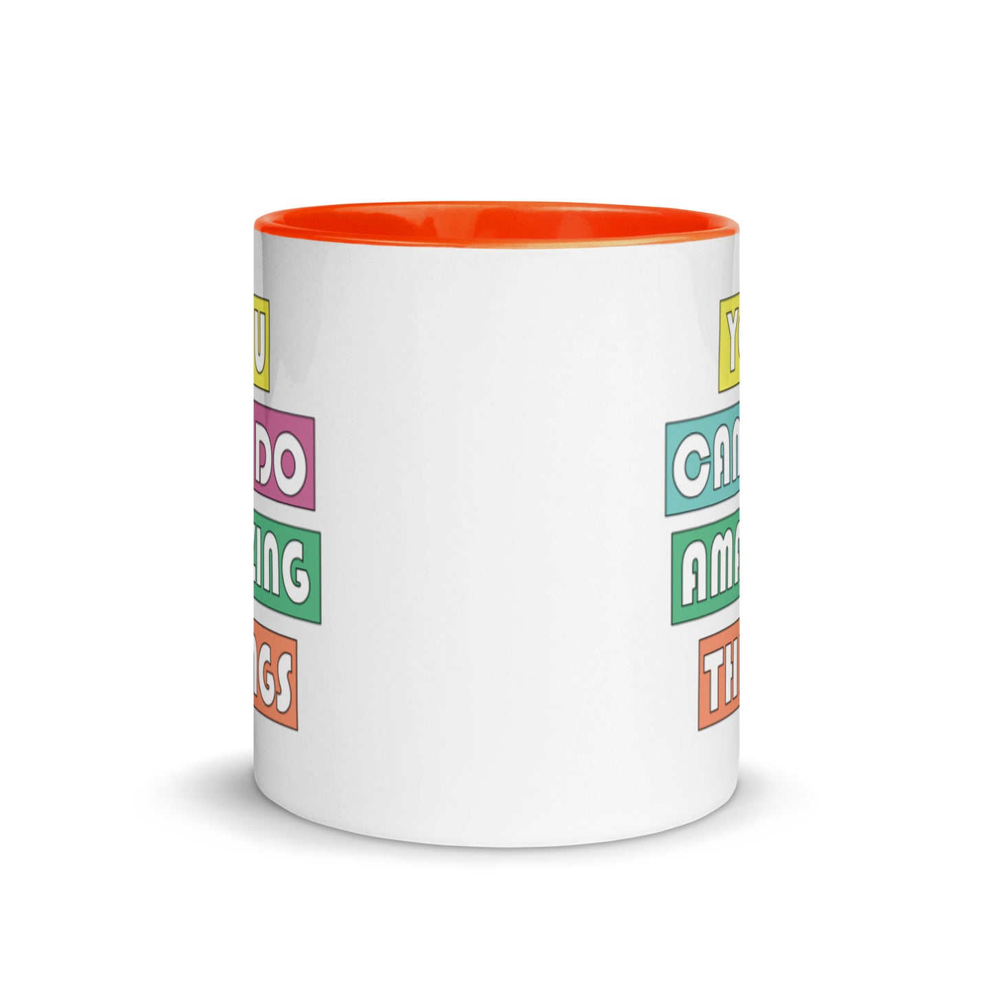 you can do amazing things mug with orange interior