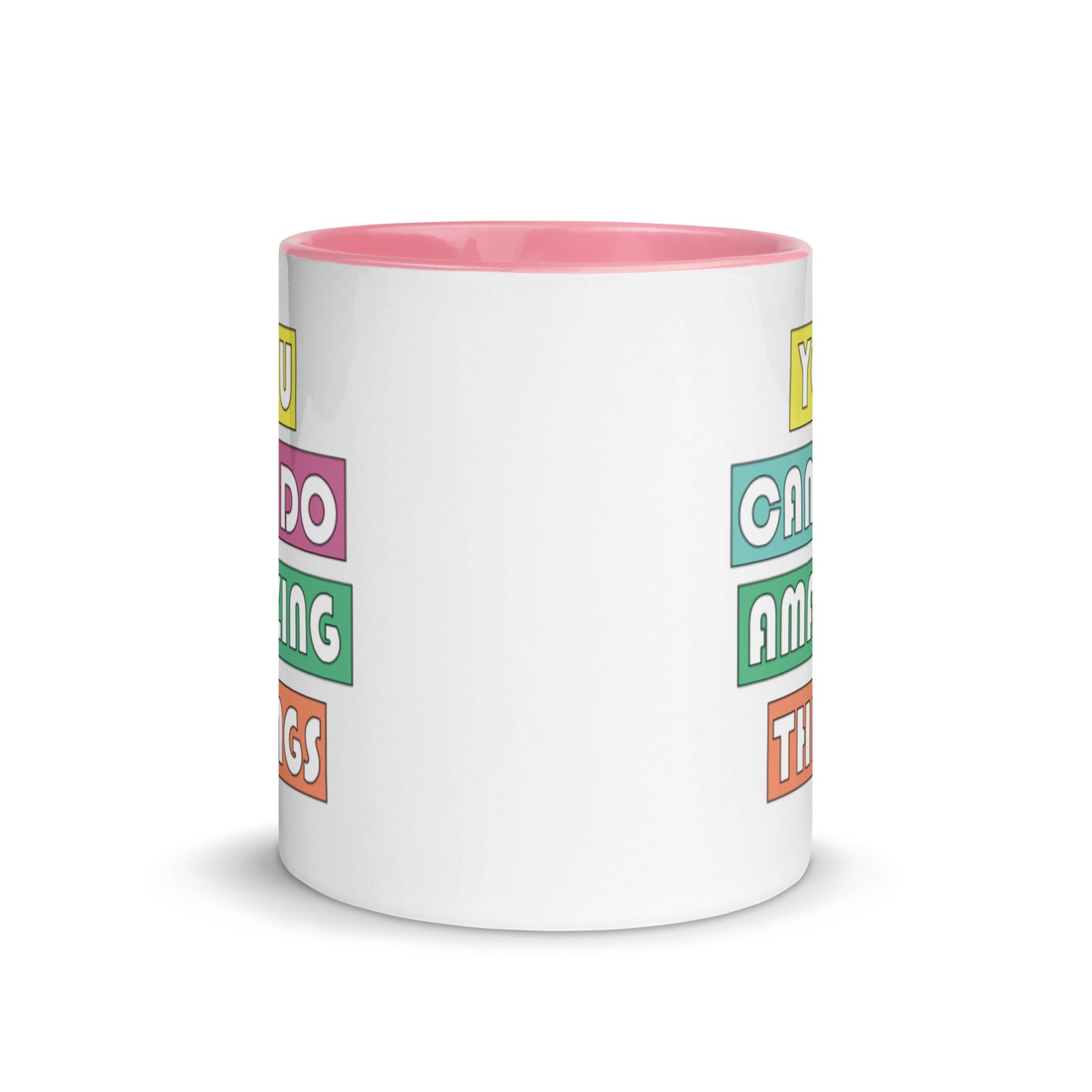 you can do amazing things mug with pink interior