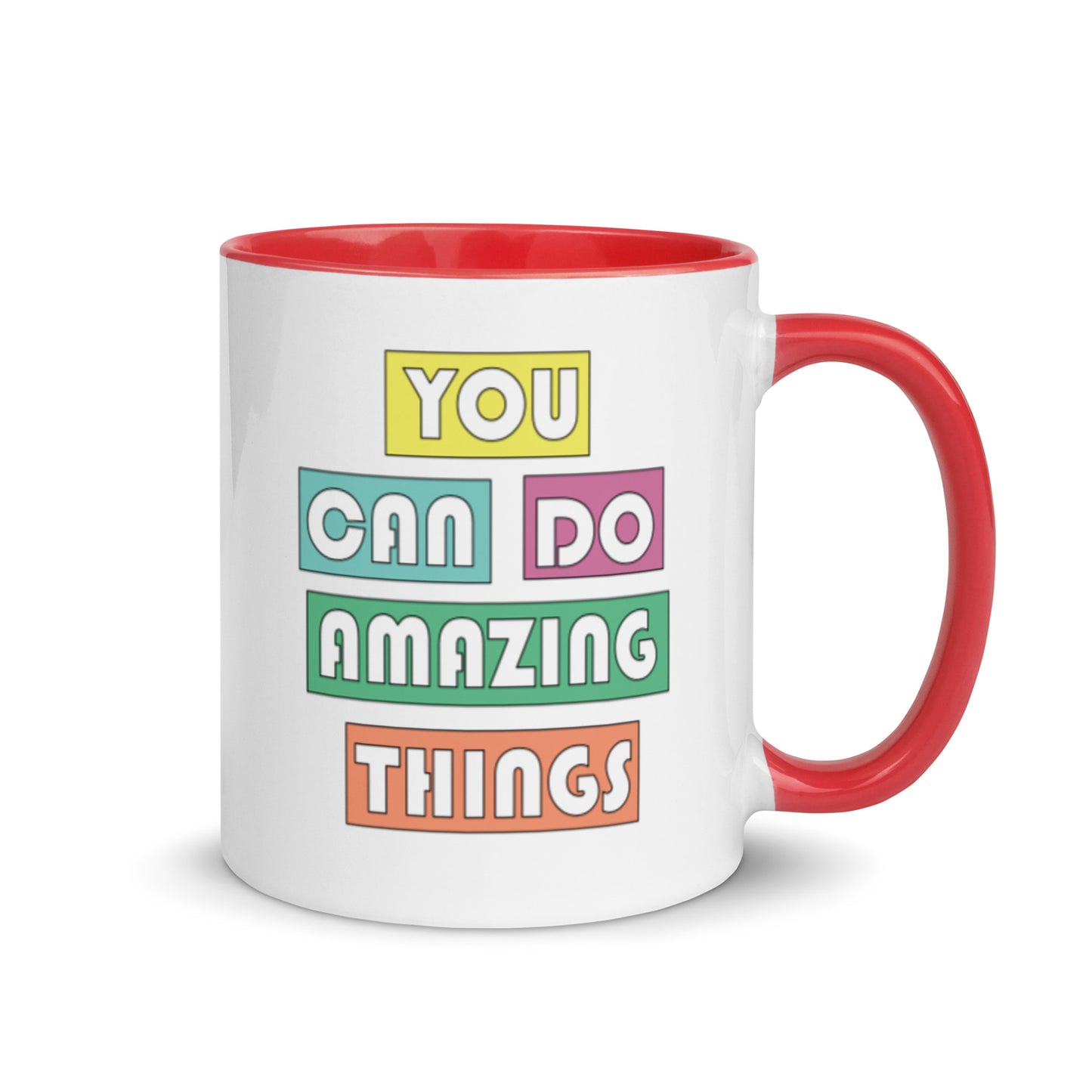 you can do amazing things mug with red interior