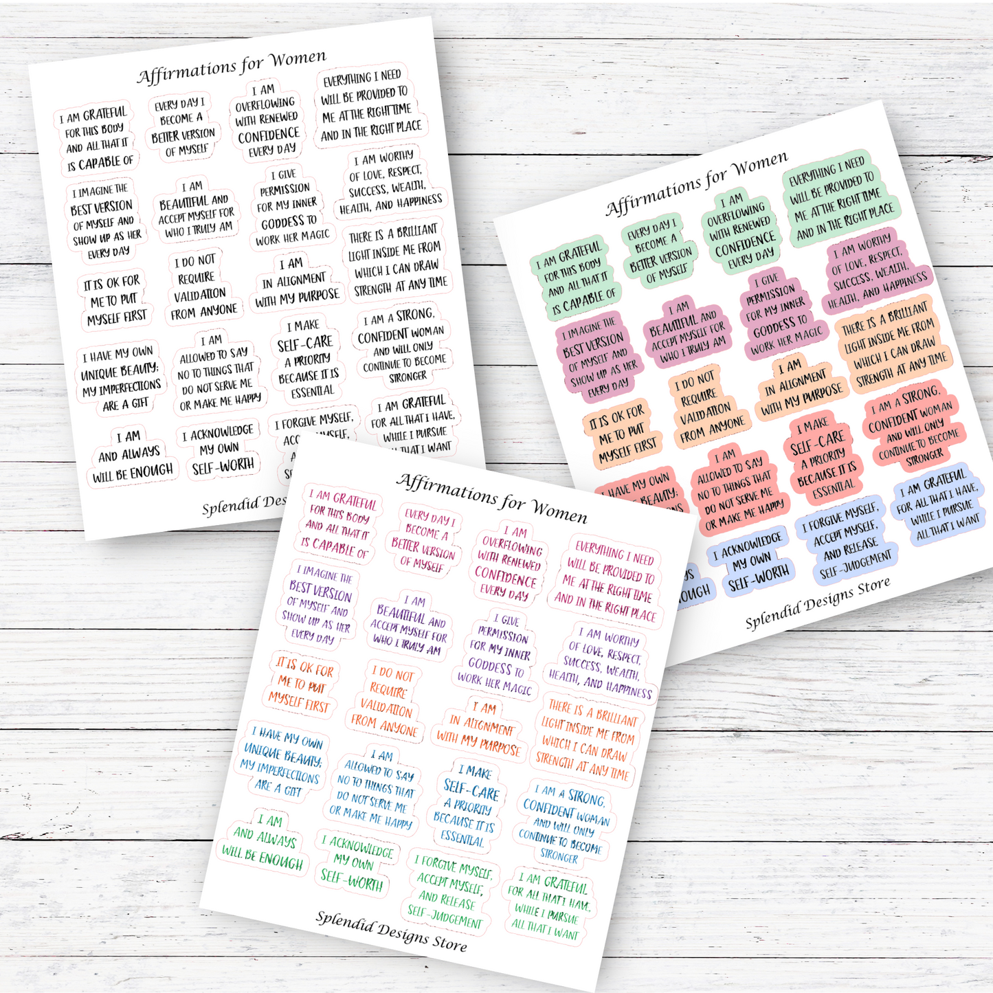 Positive Affirmations for Women Sticker Sheet