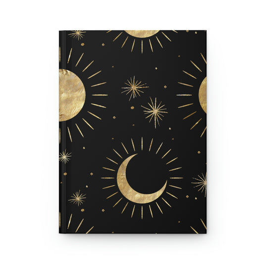 Sun Moon and Stars Journal - Hardcover - Black