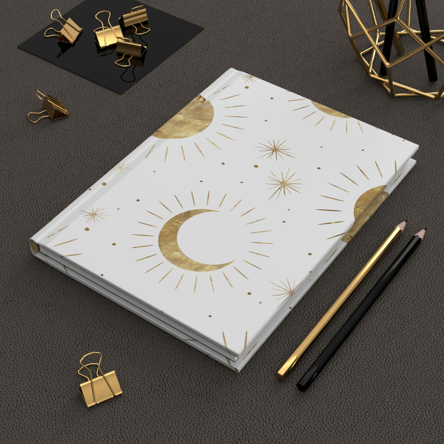 Sun Moon and Stars Journal - Hardcover - White