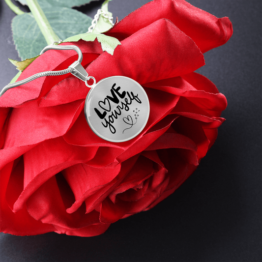 Love Yourself Circle Pendant Necklace