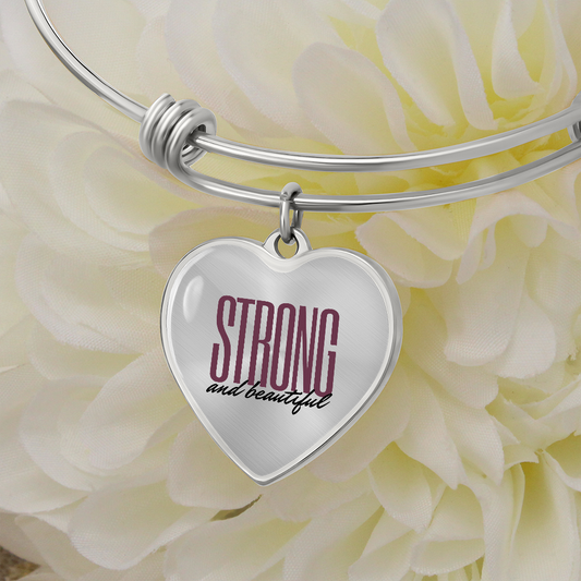 Strong and Beautiful Heart Pendant Bracelet - silver
