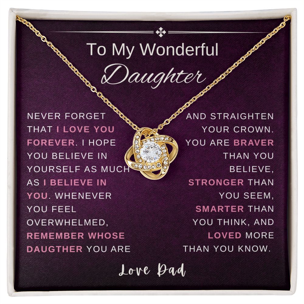 Gift for Daughter from Dad | Mother's Day Gift for Daughter | You Are Brave, Strong, Smart, and Loved | Gold Finish Cubic Zirconia Neckalce