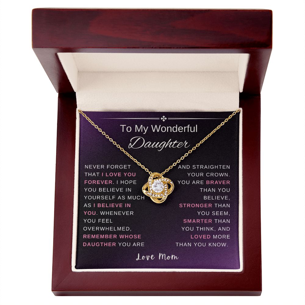 Gift for Daughter from Mom | Mother's Day Gift for Daughter | You Are Brave, Strong, Smart, and Loved | Gold Finish Cubic Zirconia Neckalce