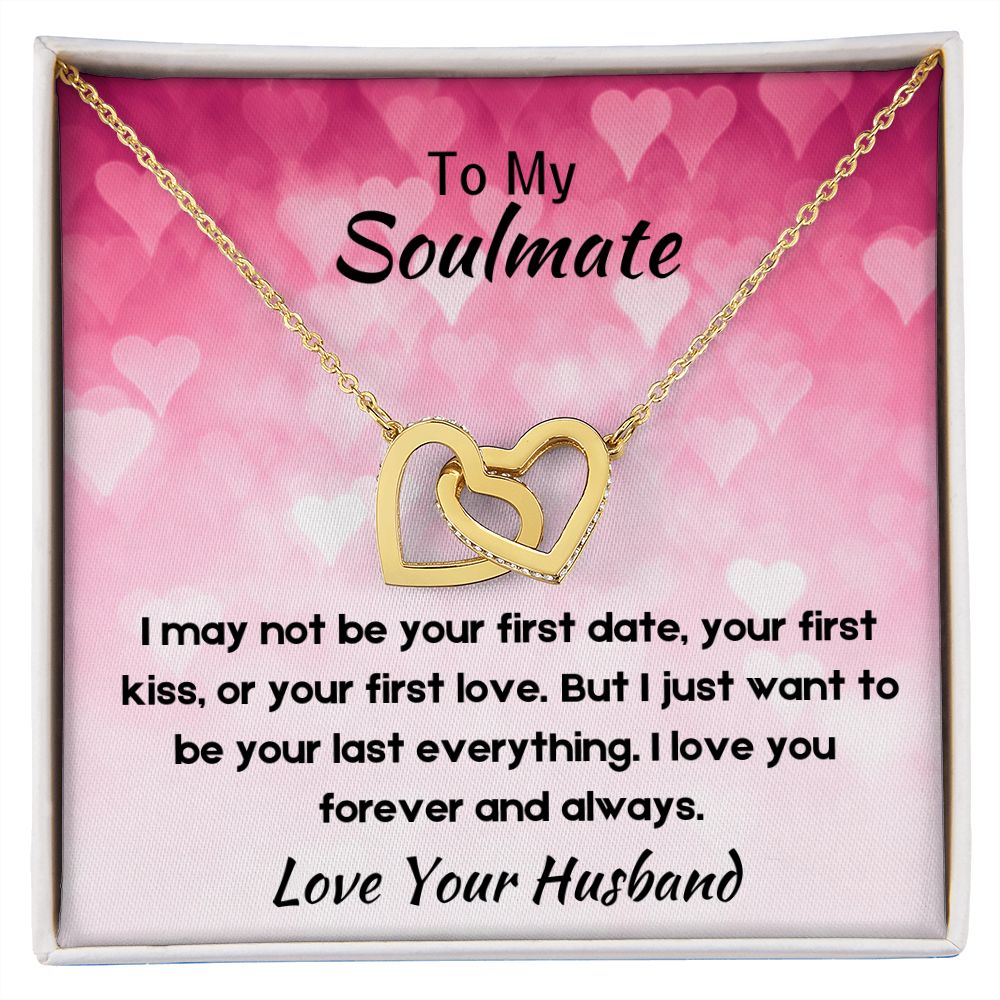 To My Soulmate Interlocking Heart Necklace, Gift for Wife