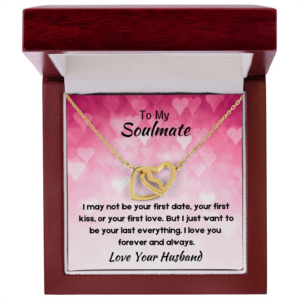 To My Soulmate Interlocking Heart Necklace, Gift for Wife