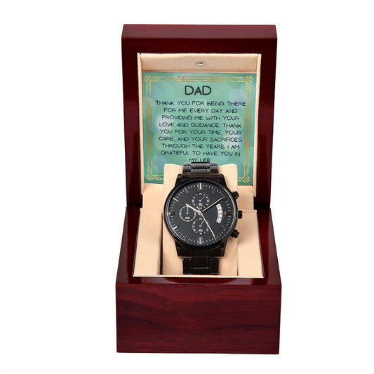 Gift for Dad from Daughter, Black Chronograph Watch